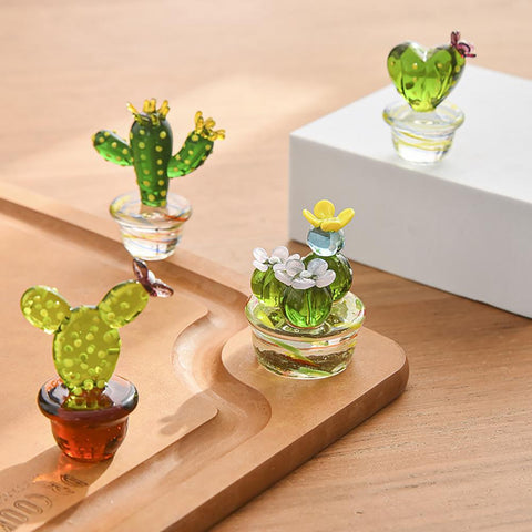 Miniature Glass Cactus Figurines